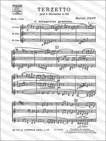 Alphonse Leduc:プート/三重奏曲/【1032890】/AL23414/524-04321/クラリネット3重奏【編成:3 Bb  Clarinet】/輸入楽譜(T) - 楽譜ネット 商品詳細