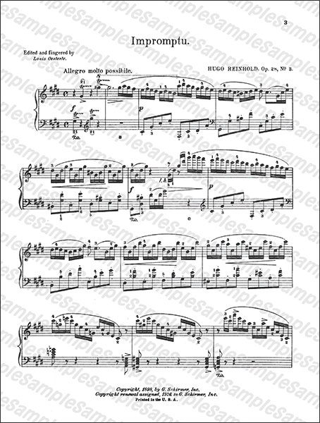 G. Schirmer:ラインホルト/即興曲 嬰ハ短調 作品28 第3番 【ピアノ 