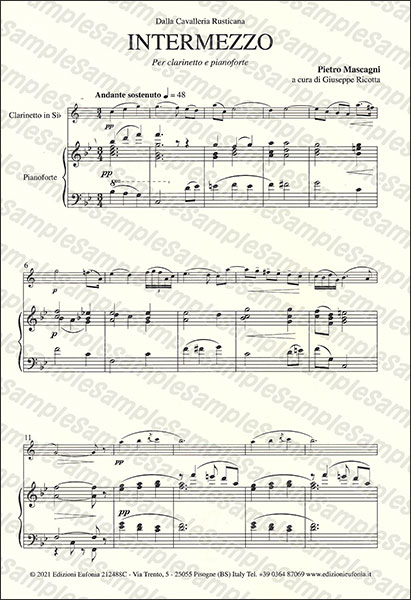 Edizioni Musicali Eufonia:マスカーニ/間奏曲 (「カヴァレリア 