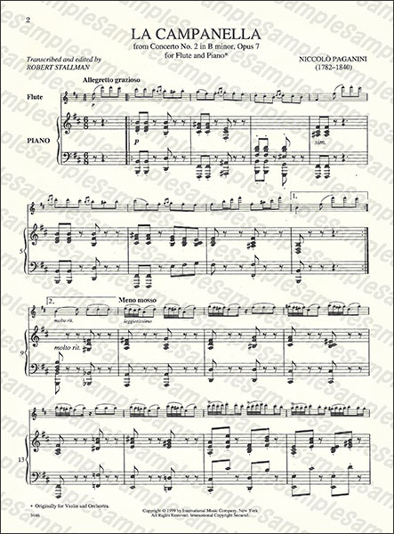 International Music Company:パガニーニ/ラ・カンパネラ (「ヴァイオリン協奏曲 第2番 作品7」 より)  【Fluteu0026Piano】/【735338】/3446/フルート u0026 ピアノ/輸入楽譜(T) - 楽譜ネット 商品詳細